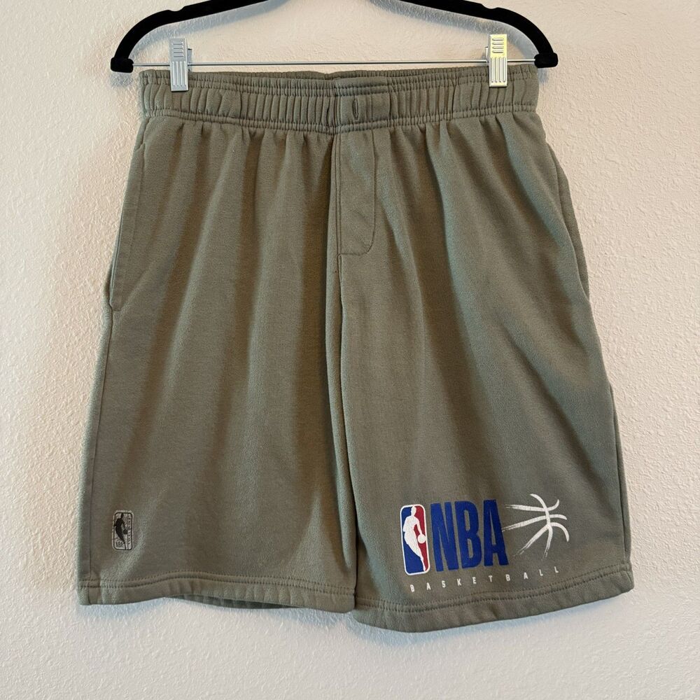 NBA Basketball Shorts Mens Medium Olive Green Cotton Elastic Waist Soft Gym